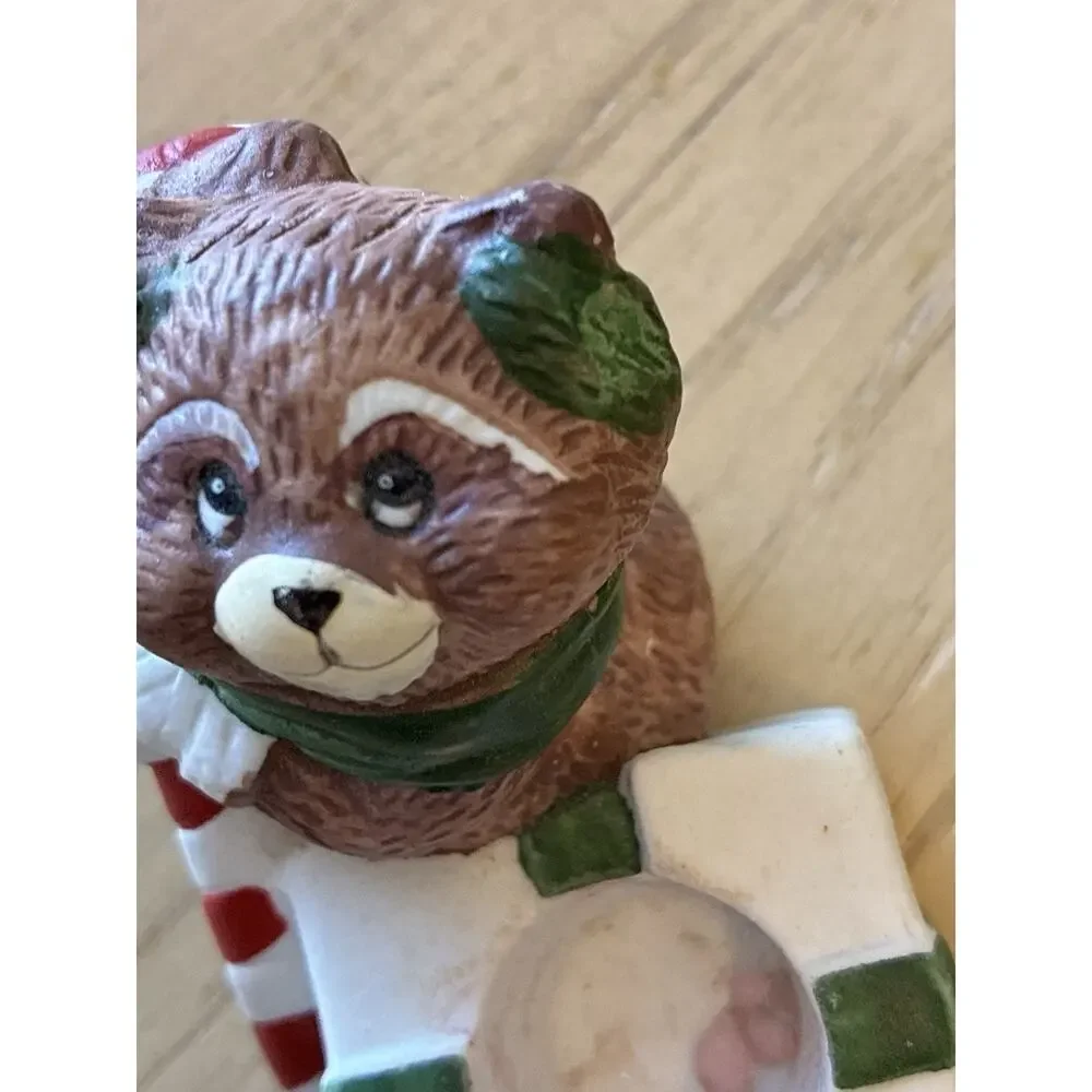 VTG Christmas Candle Climbers Bear & Cub Holiday Decor Retro Cottage Farmhouse
